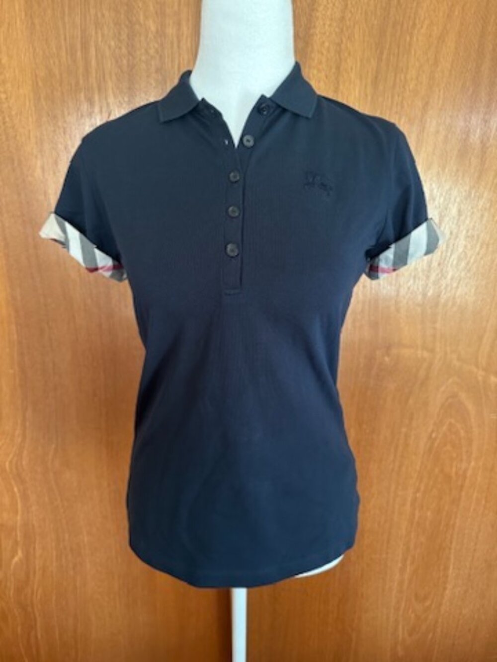 NWT! RARE! BURBERRY Women's Collar Cotton Polo Shirt In Navy Size S 38666691